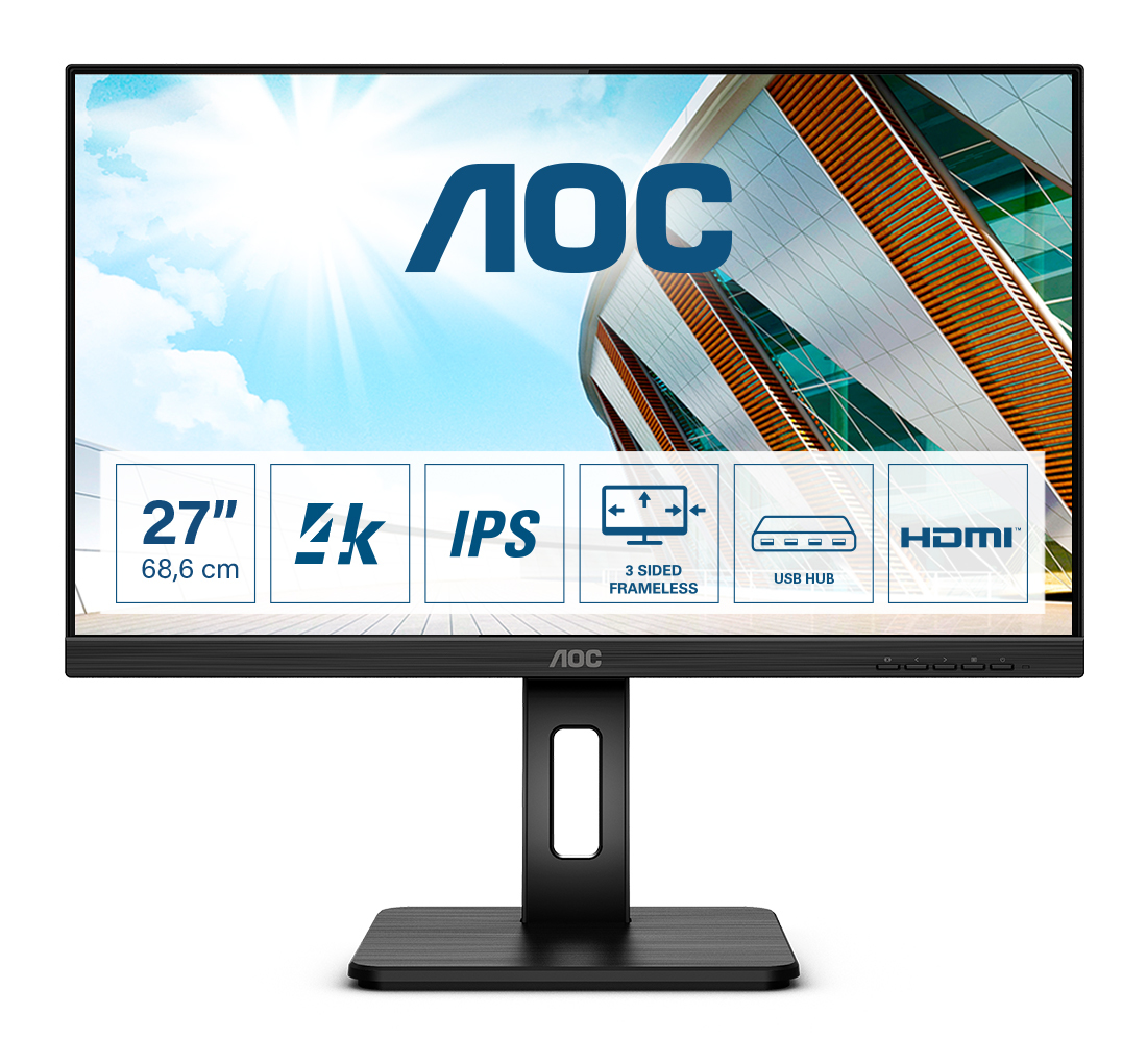 AOC P2 U27P2 computer monitor 68,6 cm (27") 3840 x 2160 Pixels 4K Ultra HD LED Zwart