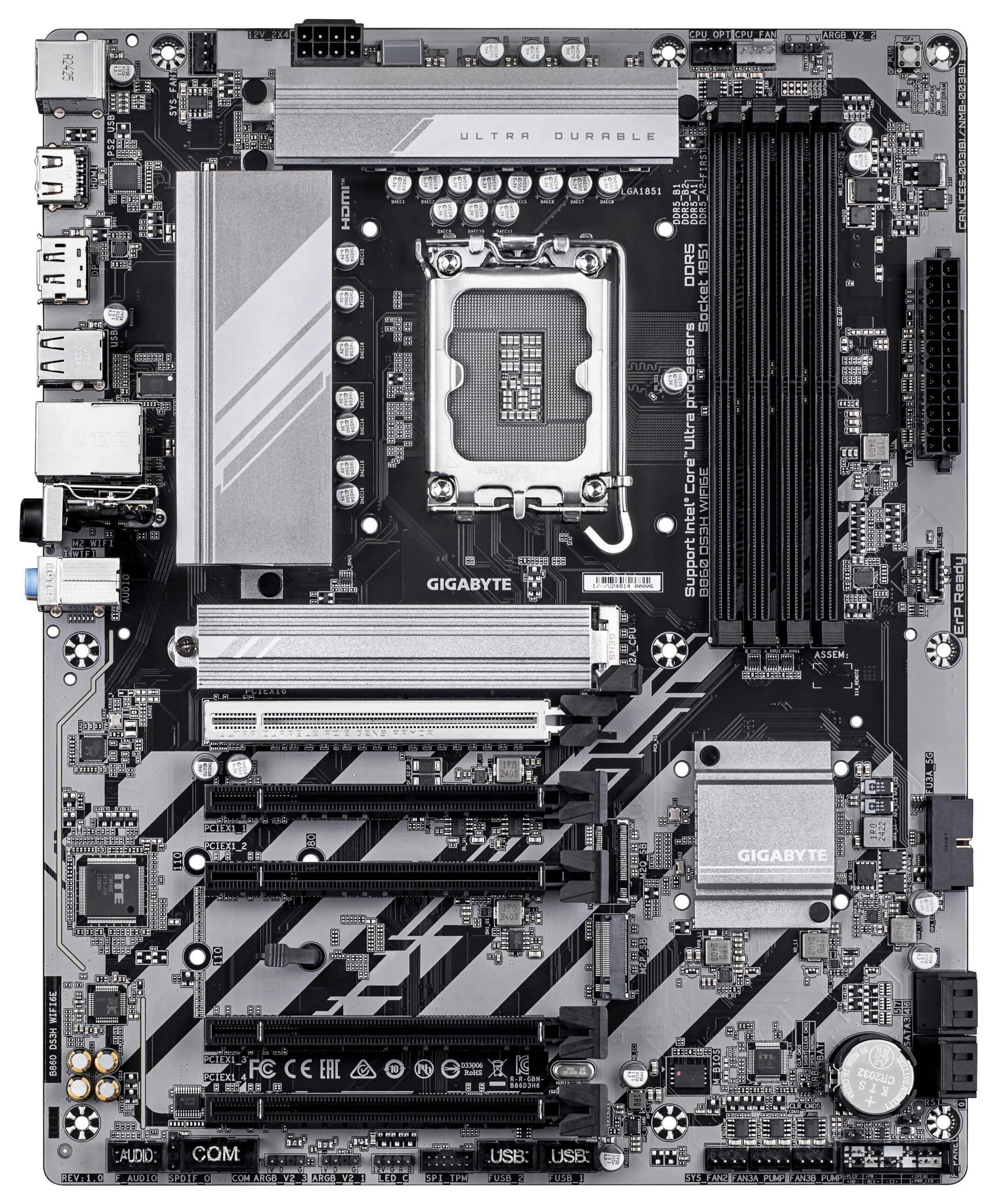 GIGABYTE B860 DS3H WIFI6E moederbord Intel B860 LGA 1851 (Socket V1) ATX - Afbeelding 2