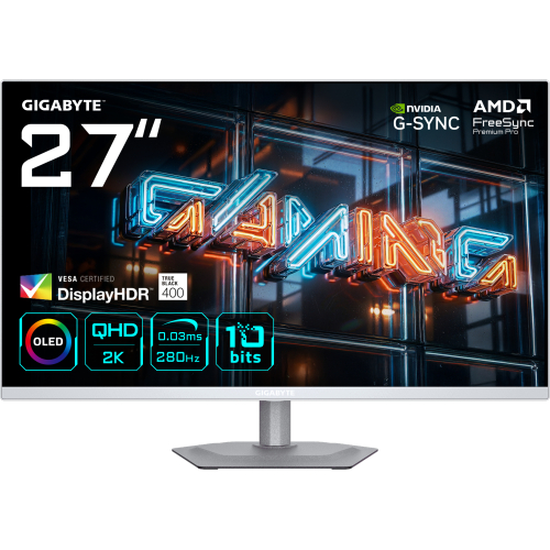GIGABYTE MO27Q2A ICE OLED computer monitor 68,6 cm (27") 2560 x 1440 Pixels Quad HD QD-OLED Wit
