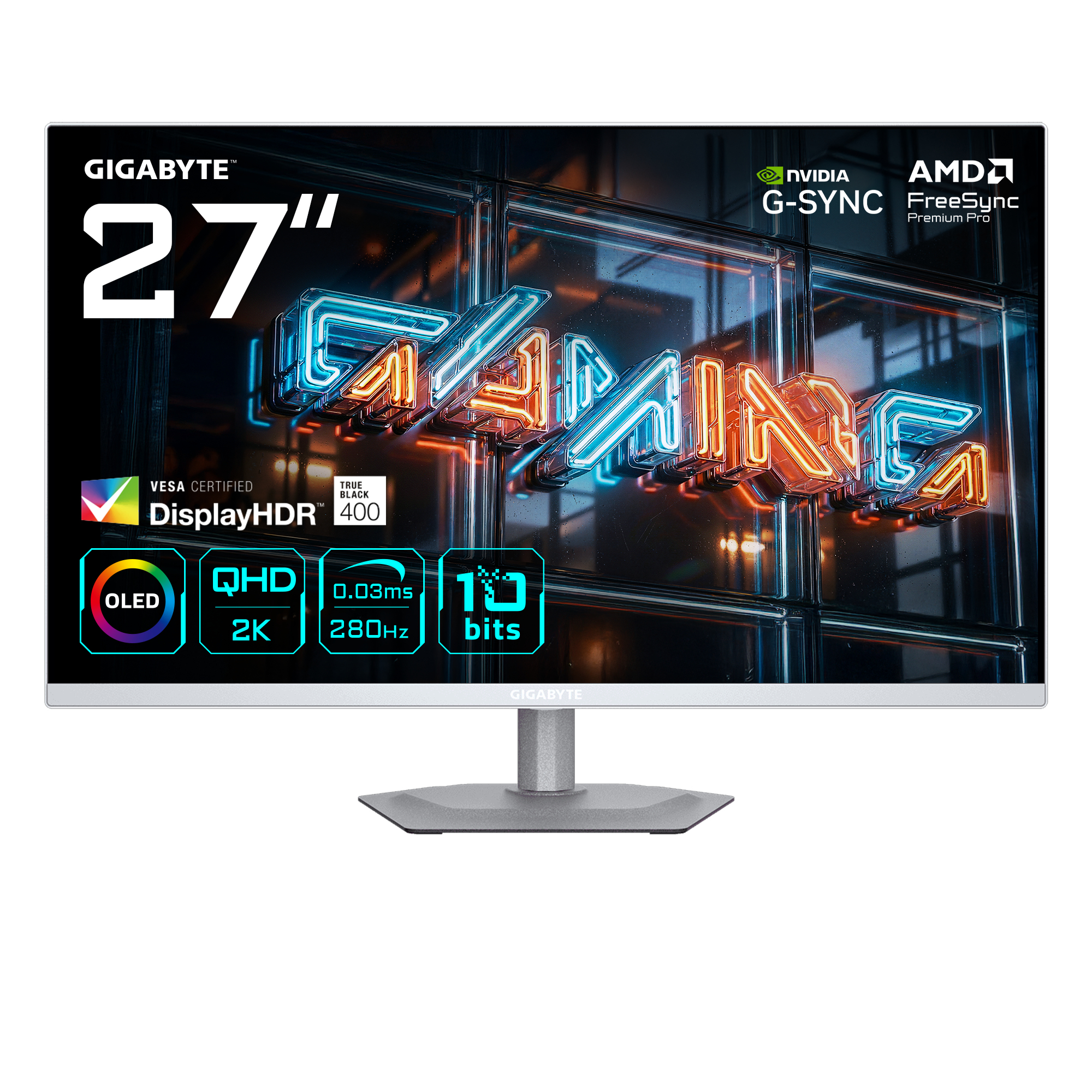 GIGABYTE MO27Q2A ICE OLED computer monitor 68,6 cm (27") 2560 x 1440 Pixels Quad HD QD-OLED Wit