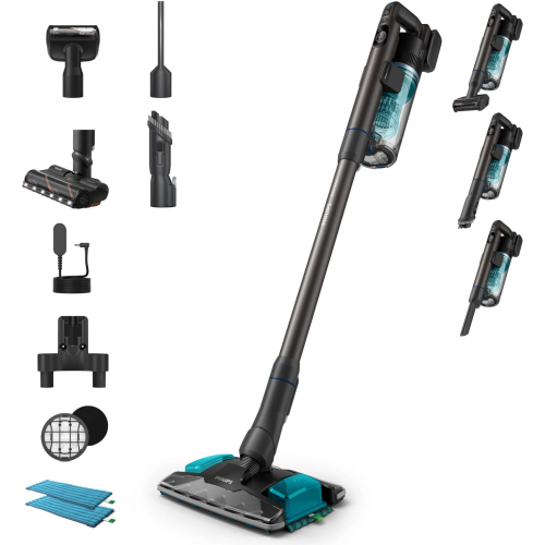 Philips XC8155/01 steelstofzuiger & elektrische bezem 2-in-1-steelstofzuiger Batterij/Accu Droog en nat Zakloos 0,6 l Blauw