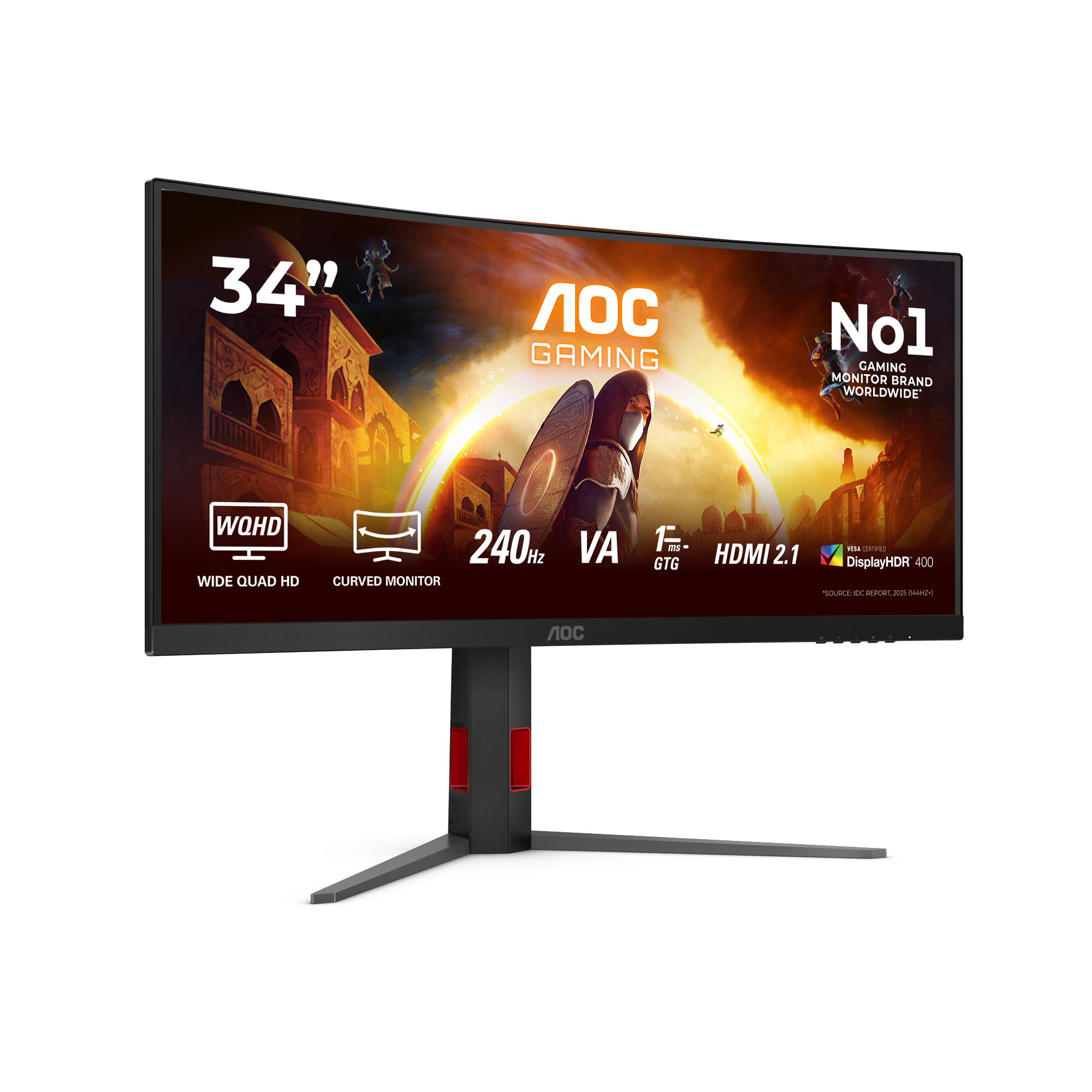 AOC G4 CU34G4Z computer monitor 86,4 cm (34") 3440 x 1440 Pixels Wide Quad HD LED Zwart, Rood - Afbeelding 2