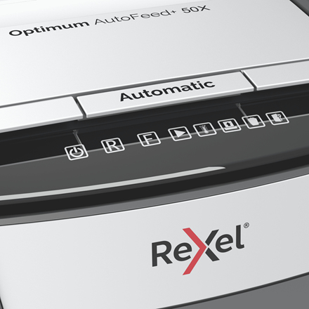 Rexel Optimum AutoFeed+ 50X papiervernietiger Kruisversnippering 55 dB 22 cm Zwart, Grijs - Afbeelding 5