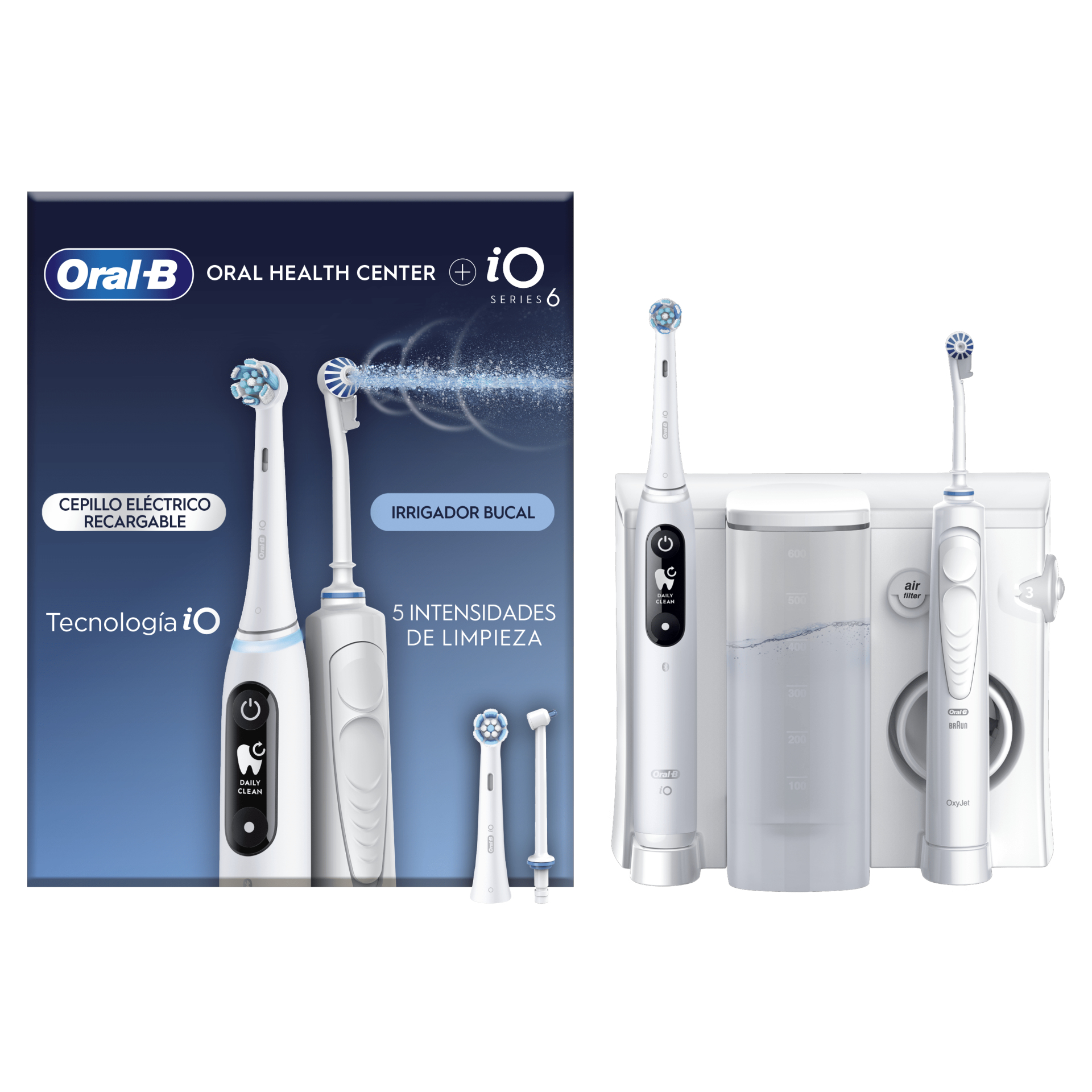 Oral-B iO6 & OxyJet Volwassene Roterende-oscillerende tandenborstel Wit