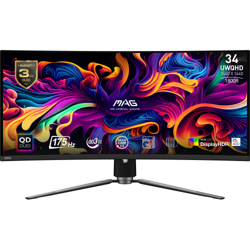 MSI MAG 341CQPDE QD-OLED computer monitor 86,4 cm (34") 3440 x 1440 Pixels UltraWide Quad HD Zwart
