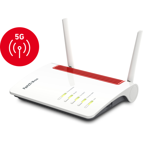 Box FRITZ! 6850 5G draadloze router Gigabit Ethernet Dual-band (2.4 GHz / 5 GHz) Zwart, Rood, Wit