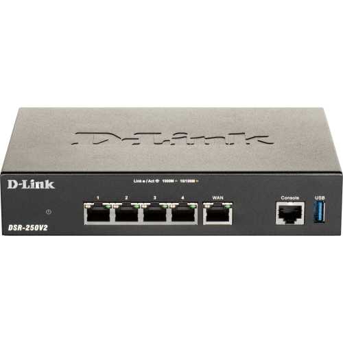 D-Link DSR-250V2 draadloze router Gigabit Ethernet Zwart