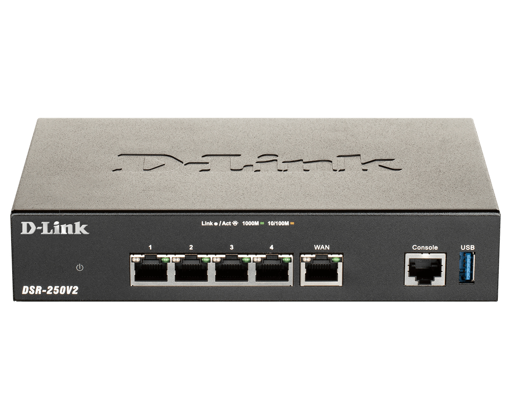 D-Link DSR-250V2 draadloze router Gigabit Ethernet Zwart
