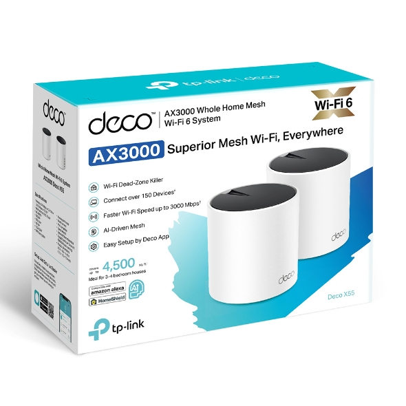 TP-Link DECO X55 (2-Pack) Dual-band (2.4 GHz / 5 GHz) Wi-Fi 6 (802.11ax) Wit 3 Intern - Afbeelding 3