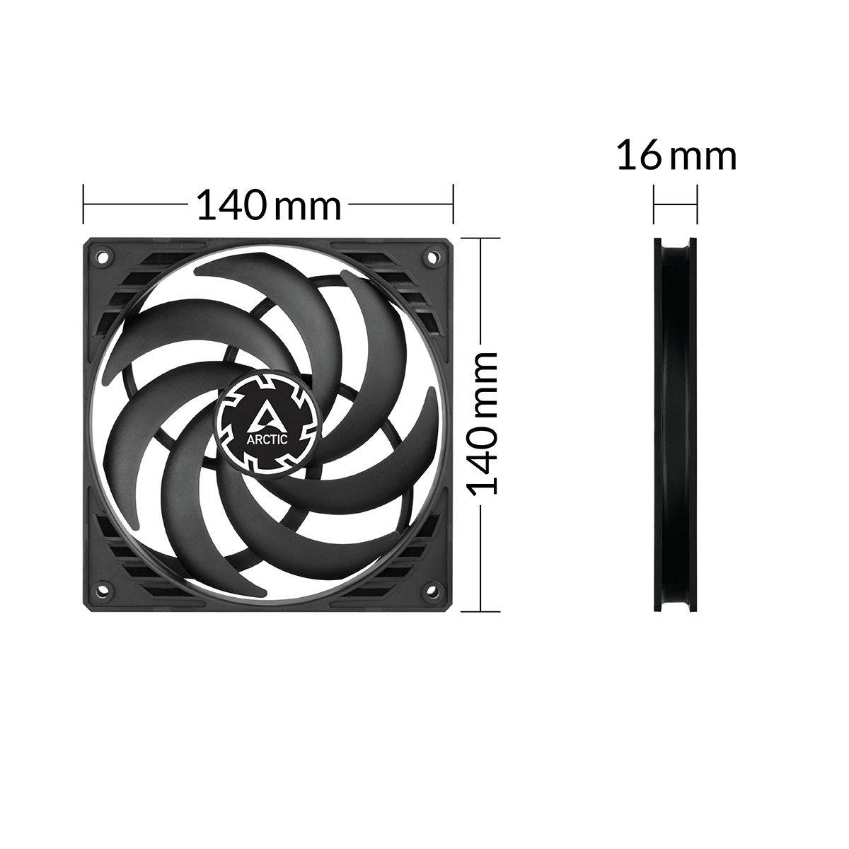 ARCTIC P14 Slim PWM PST Computer behuizing Ventilator 14 cm Zwart 1 stuk(s) - Afbeelding 5