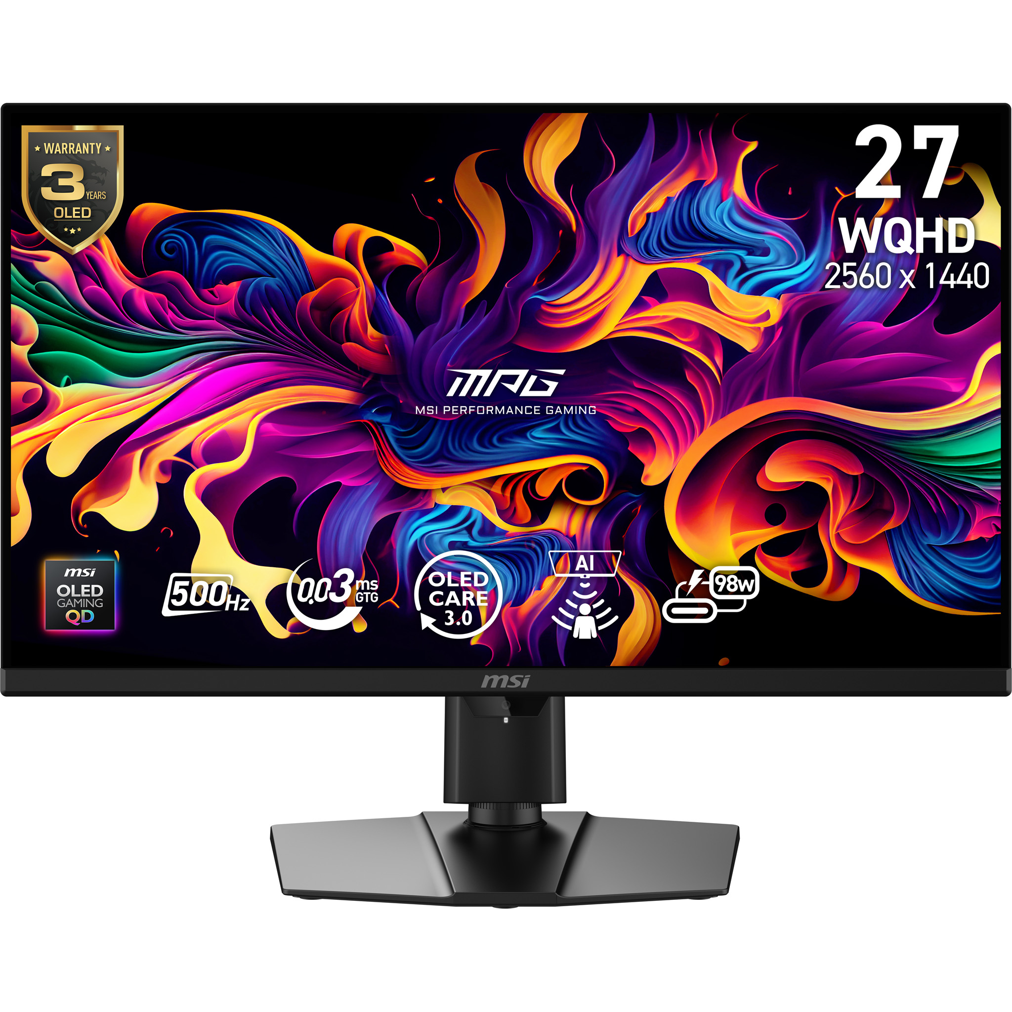 MSI MPG 271QRDE QD-OLED X50 computer monitor 67,3 cm (26.5") 2560 x 1440 Pixels Wide Quad HD Zwart
