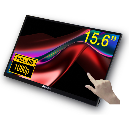 Verbatim 49592 computer monitor 39,6 cm (15.6") 1920 x 1080 Pixels Full HD LCD Touchscreen Zwart