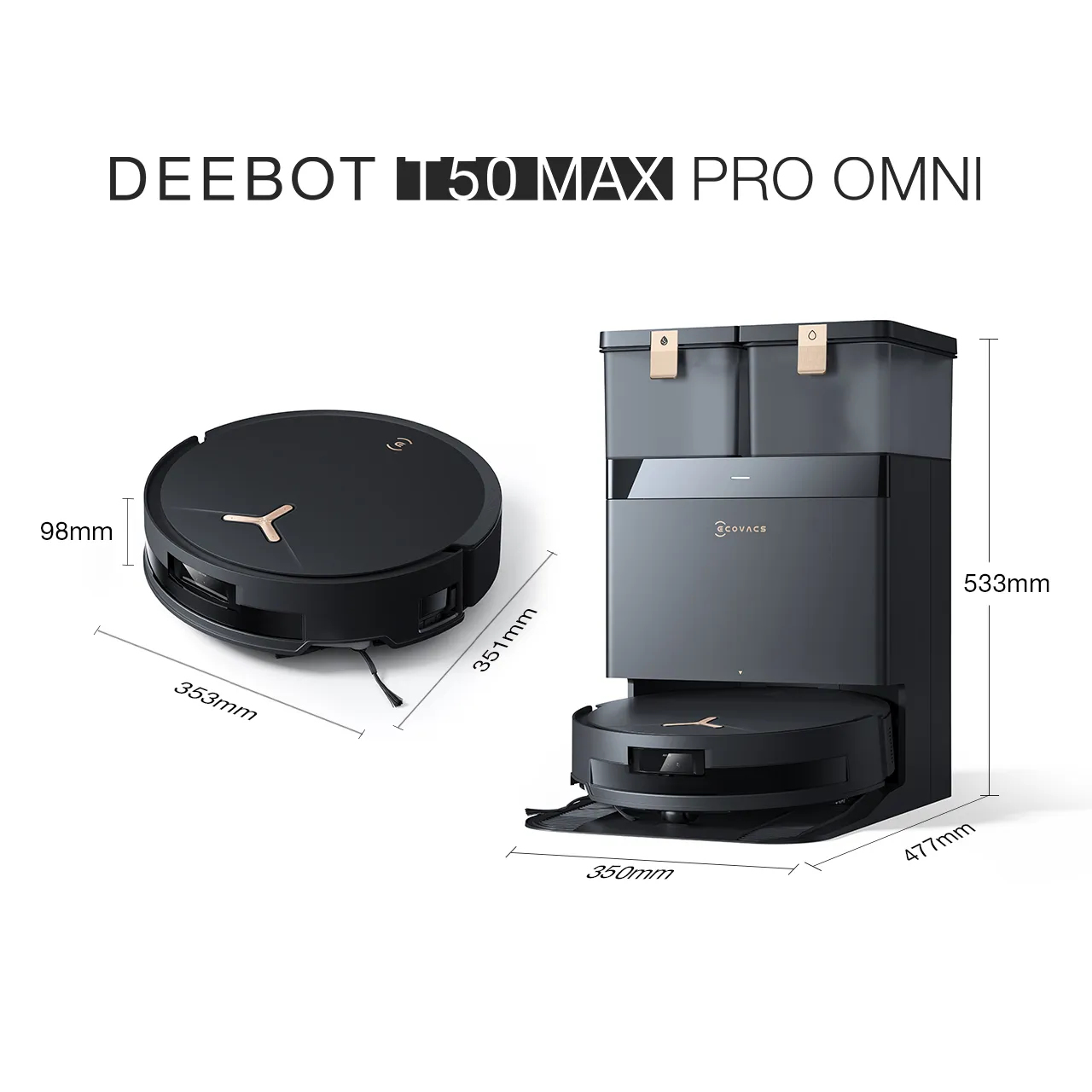 Ecovacs Deebot T50 Max Pro 0,3 l Zwart - Afbeelding 2