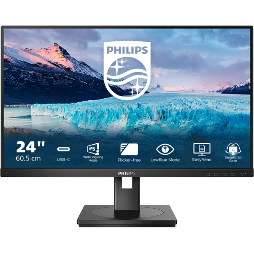 Philips S Line 243S1/00 computer monitor 60,5 cm (23.8") 1920 x 1080 Pixels Full HD LCD Zwart
