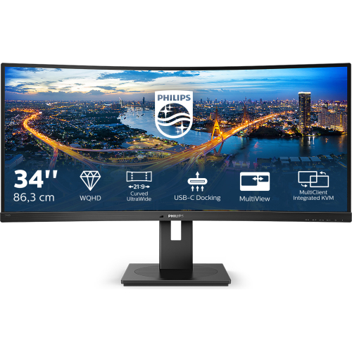 Philips B Line 346B1C/00 computer monitor 86,4 cm (34") 3440 x 1440 Pixels Quad HD LCD Zwart