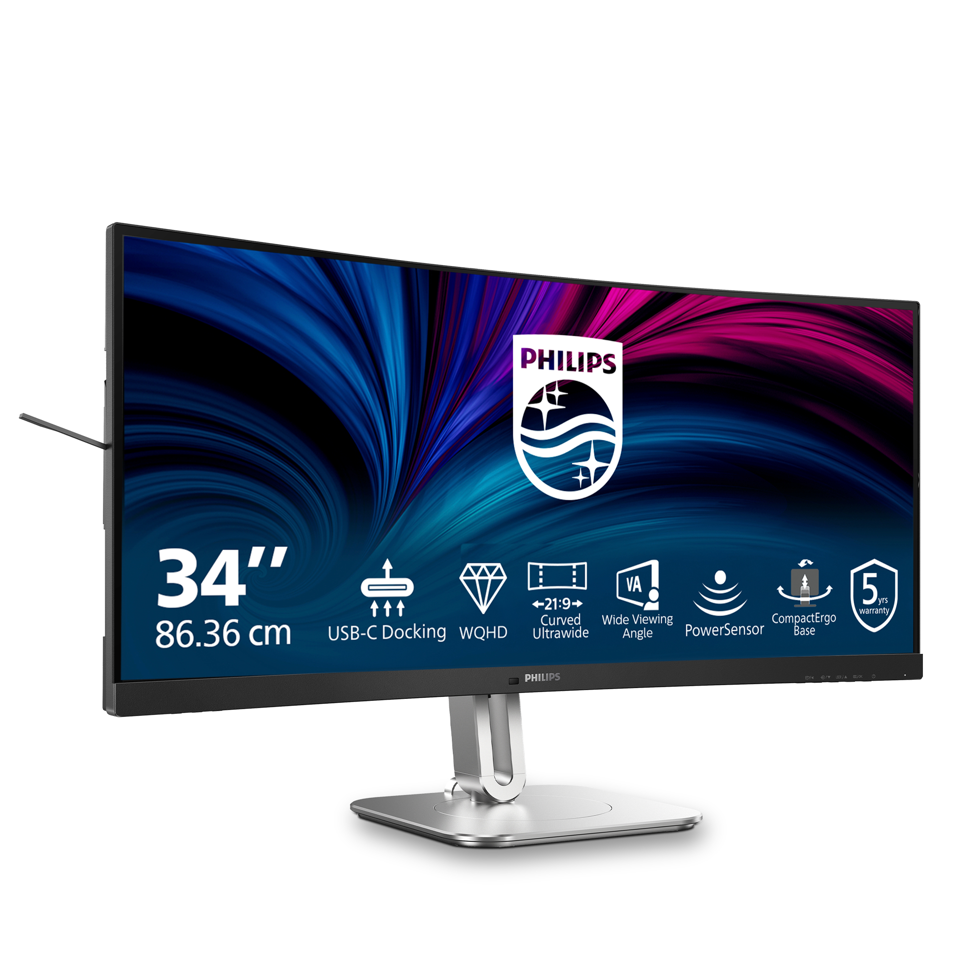 Philips 5000 series 34B2U5600C/00 computer monitor 86,4 cm (34") 3440 x 1440 Pixels Dual QHD LCD Grijs - Afbeelding 2