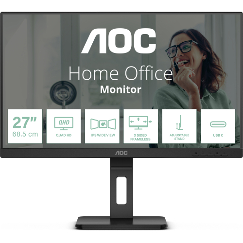 AOC Q27P3CV computer monitor 68,6 cm (27") 2560 x 1440 Pixels Quad HD LED Zwart