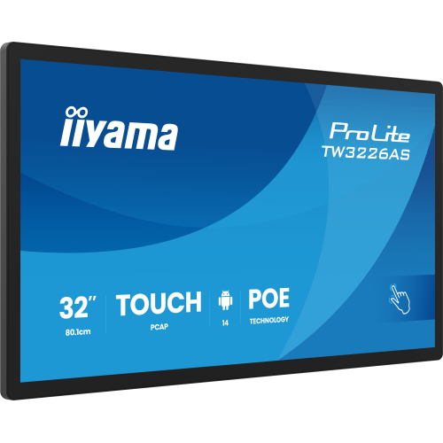 iiyama TW3226AS-B3P beeldkrant Kiosk-ontwerp 80 cm (31.5") LED Wifi 430 cd/m² Full HD Zwart Touchscreen Type processor Android 24/7