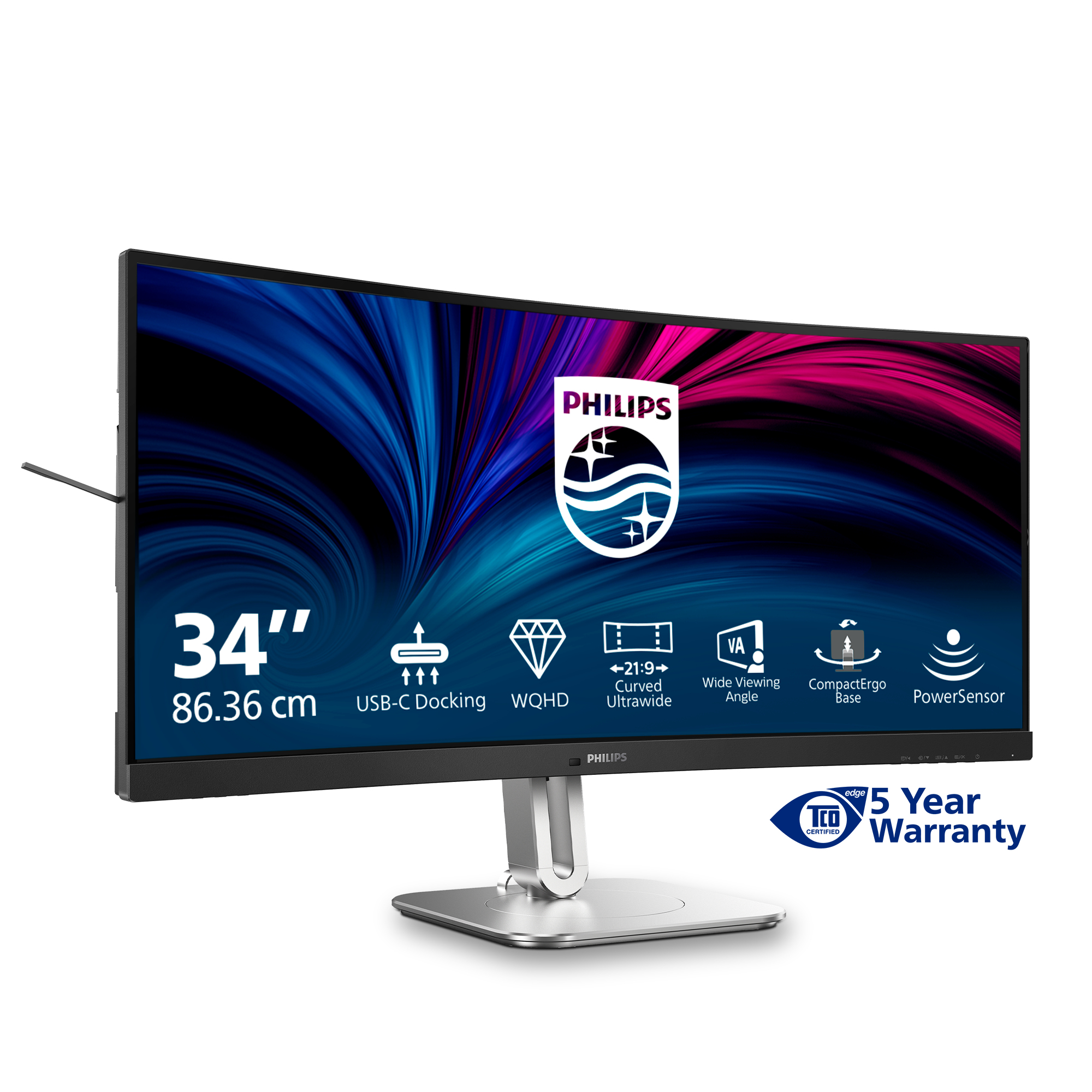 Philips 5000 series 34B2U5600C/00 computer monitor 86,4 cm (34") 3440 x 1440 Pixels Dual QHD LCD Grijs - Afbeelding 4