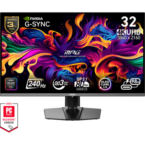 MSI MPG 322URX QD-OLED computer monitor 80 cm (31.5") 3840 x 2160 Pixels 4K Ultra HD Zwart