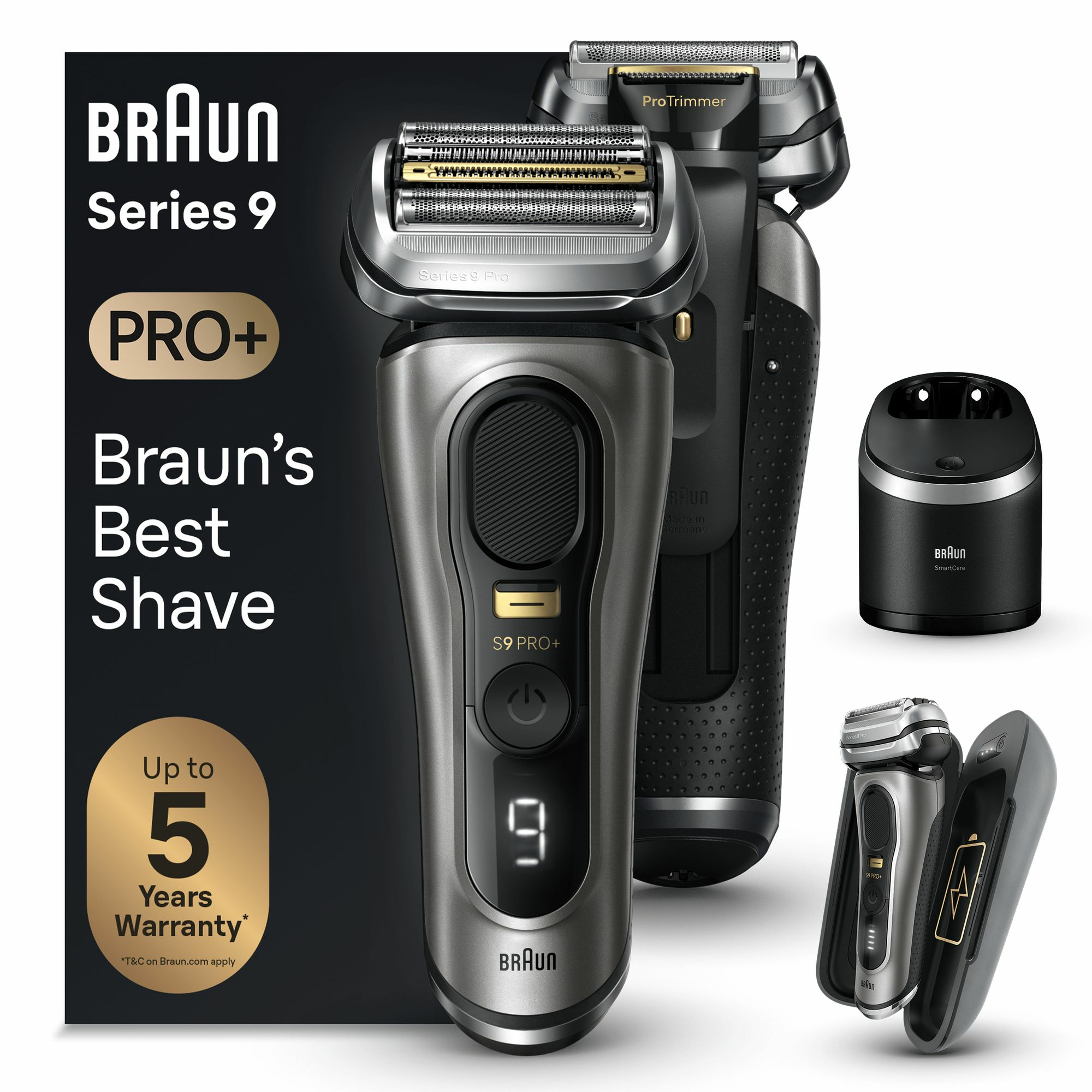 Braun Series 9 Pro+ 9575cc Wet & Dry Scheerapparaat met scheerblad Trimmer Metallic - Afbeelding 2