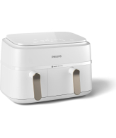 Philips 3000 series NA353/10 friteuse Dubbel 9 l Vrijstaand 2750 W Heteluchtfriteuse Zilver, Wit