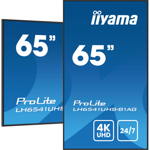 iiyama LH6541UHS-B1AG beeldkrant 163,8 cm (64.5") LCD 500 cd/m² 4K Ultra HD Zwart 24/7