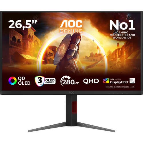 AOC G4 Q27G4ZD computer monitor 67,3 cm (26.5") 2560 x 1440 Pixels Quad HD QD-OLED Zwart, Rood