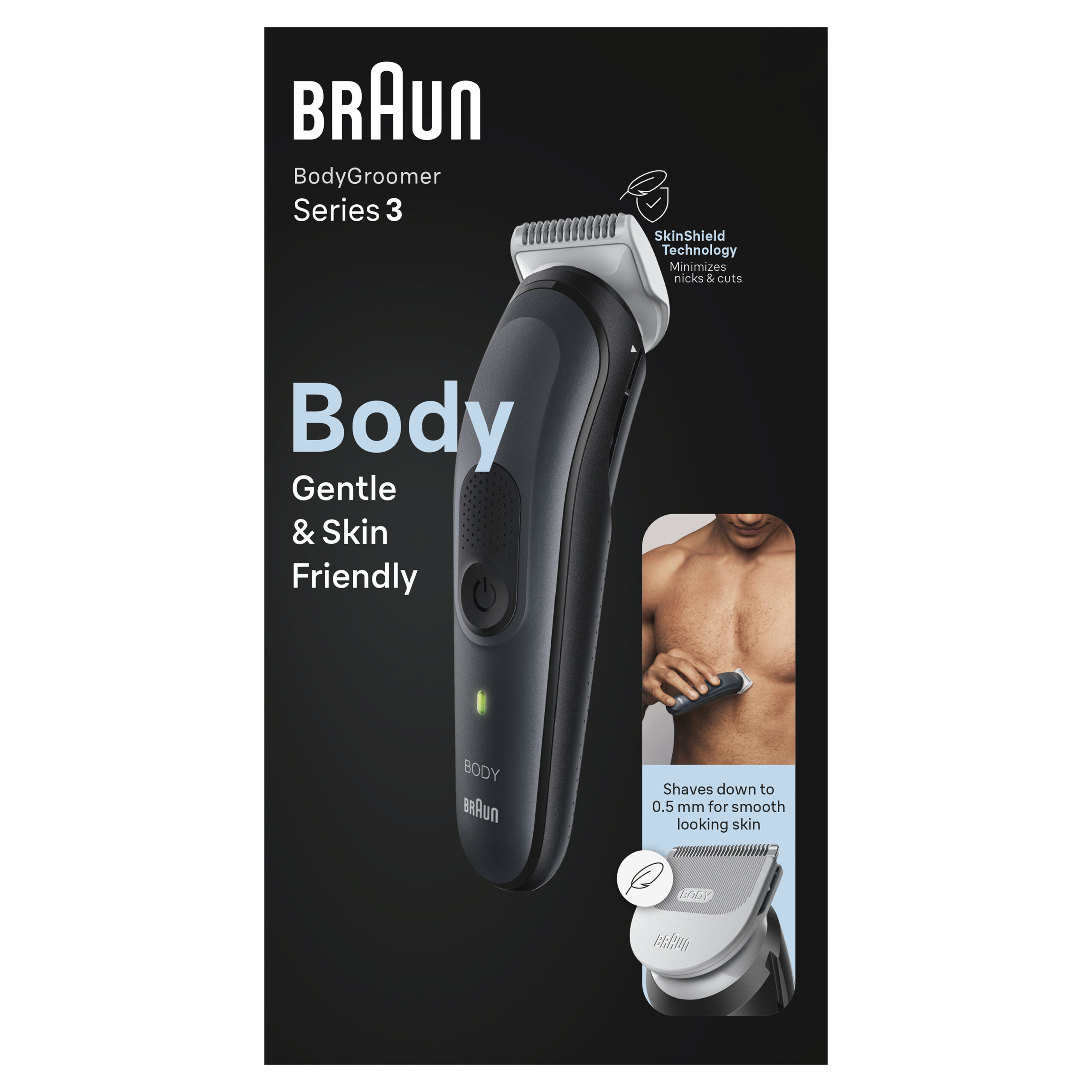 Braun BodyGroomer 3 BG3340 Zwart, Grijs