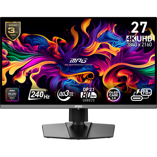 MSI MPG 272URX QD-OLED computer monitor 67,3 cm (26.5") 3840 x 2160 Pixels 4K Ultra HD Zwart