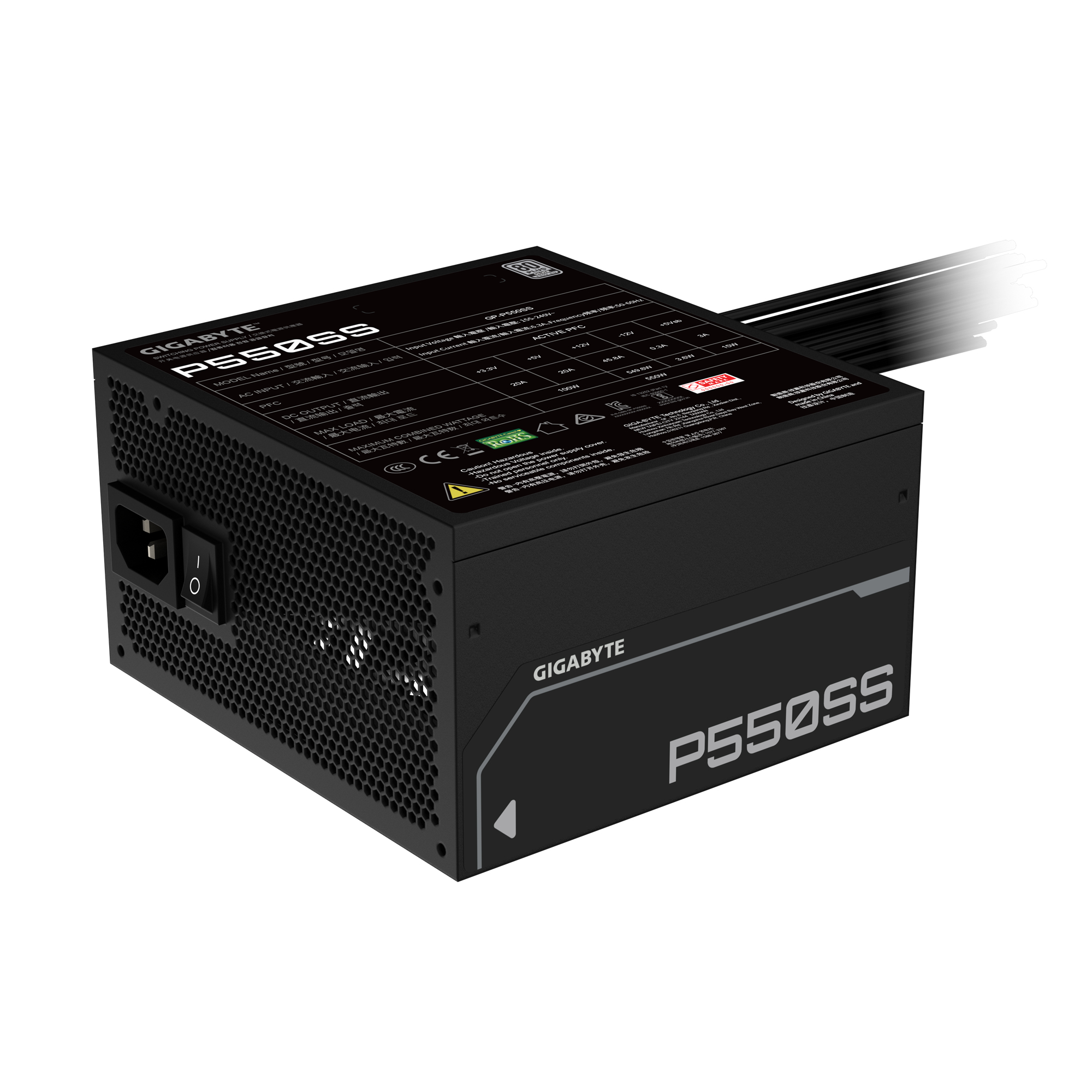 GIGABYTE P550SS power supply unit 550 W 20+4 pin ATX ATX Zwart - Afbeelding 6
