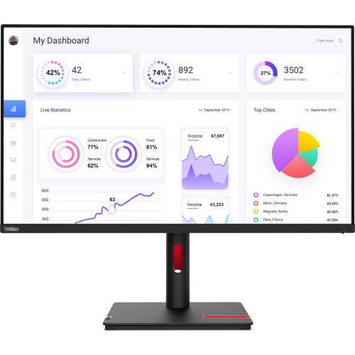Lenovo ThinkVision T32p-30 computer monitor 80 cm (31.5") 3840 x 2160 Pixels 4K Ultra HD LED Zwart