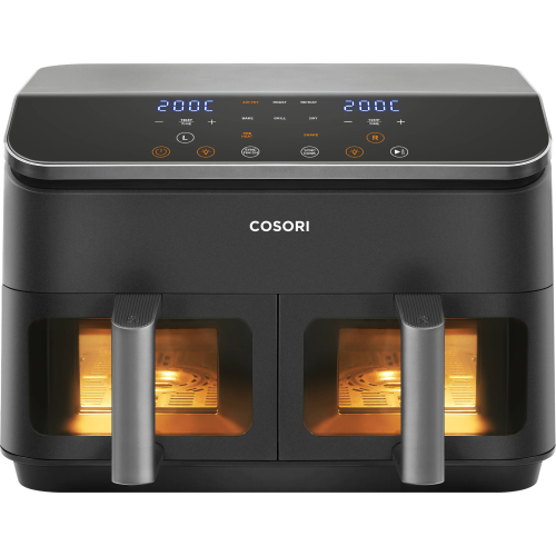 Cosori Dual Basket Chef Edition Dubbel 8,5 l Vrijstaand 1750 W Heteluchtfriteuse Zwart, Zilver