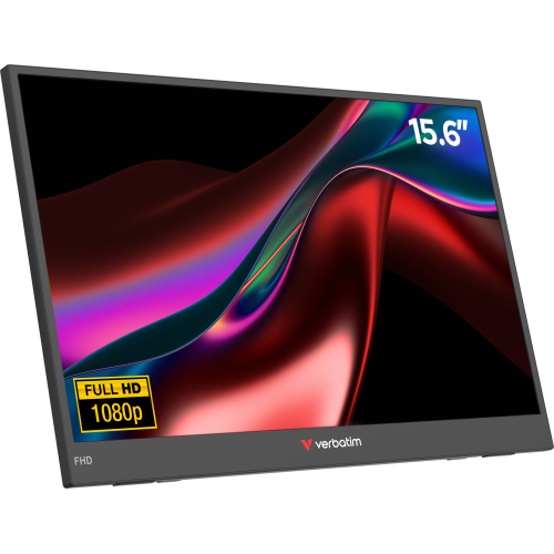 Verbatim Portable 15.6" FHD Monitor LIGHT Draagbare monitor Zwart 39,6 cm (15.6") LCD 1920 x 1080 Pixels