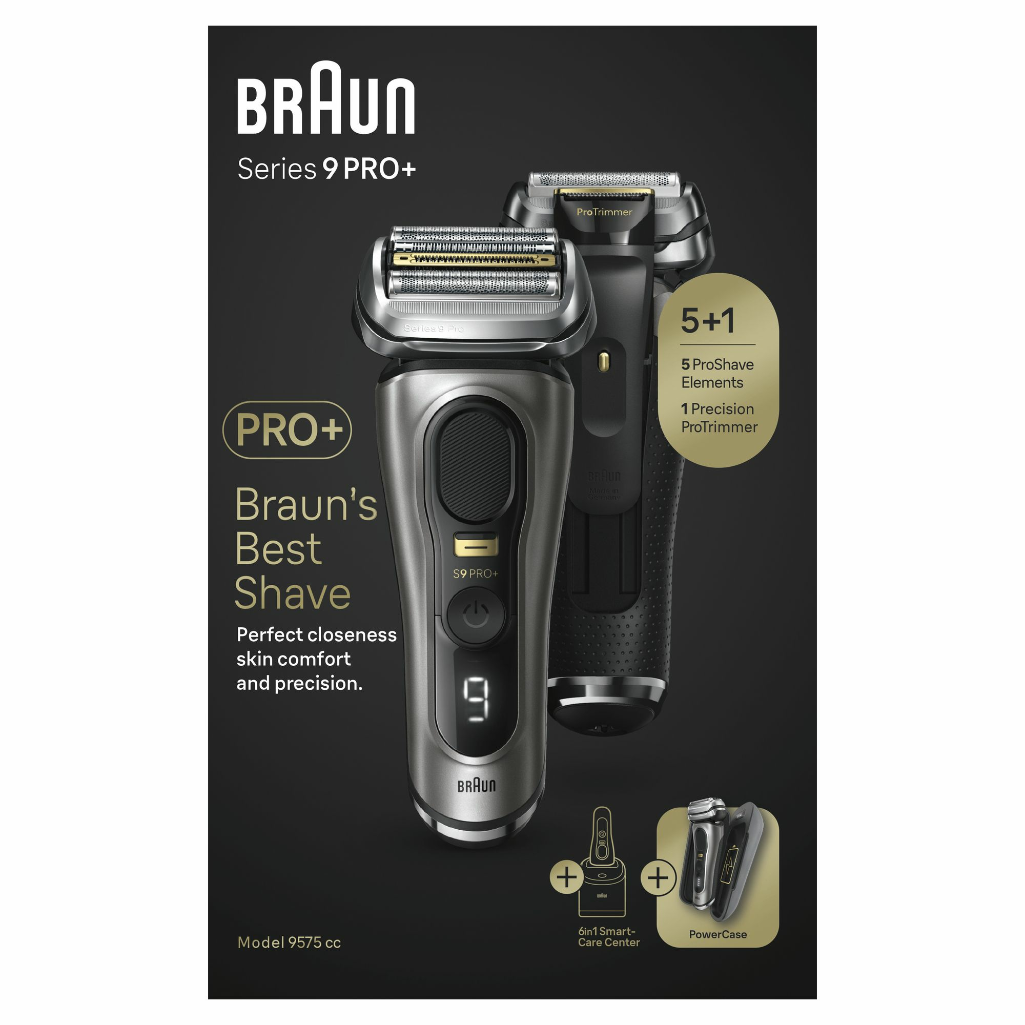 Braun Series 9 Pro+ 9575cc Wet & Dry Scheerapparaat met scheerblad Trimmer Metallic - Afbeelding 3