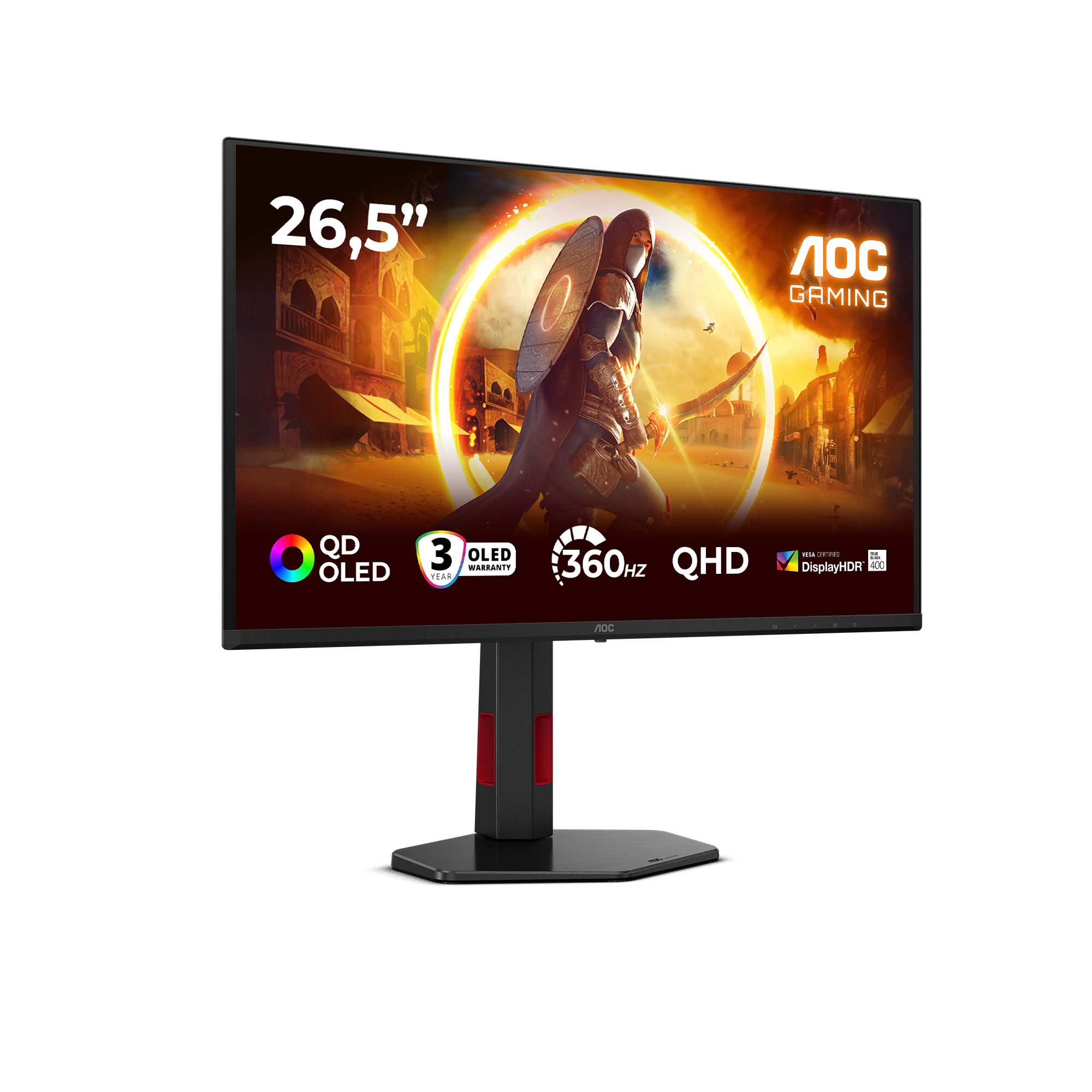 AOC G4 Q27G4SDR computer monitor 67,3 cm (26.5") 2560 x 1440 Pixels Quad HD QD-OLED Zwart, Rood - Afbeelding 2