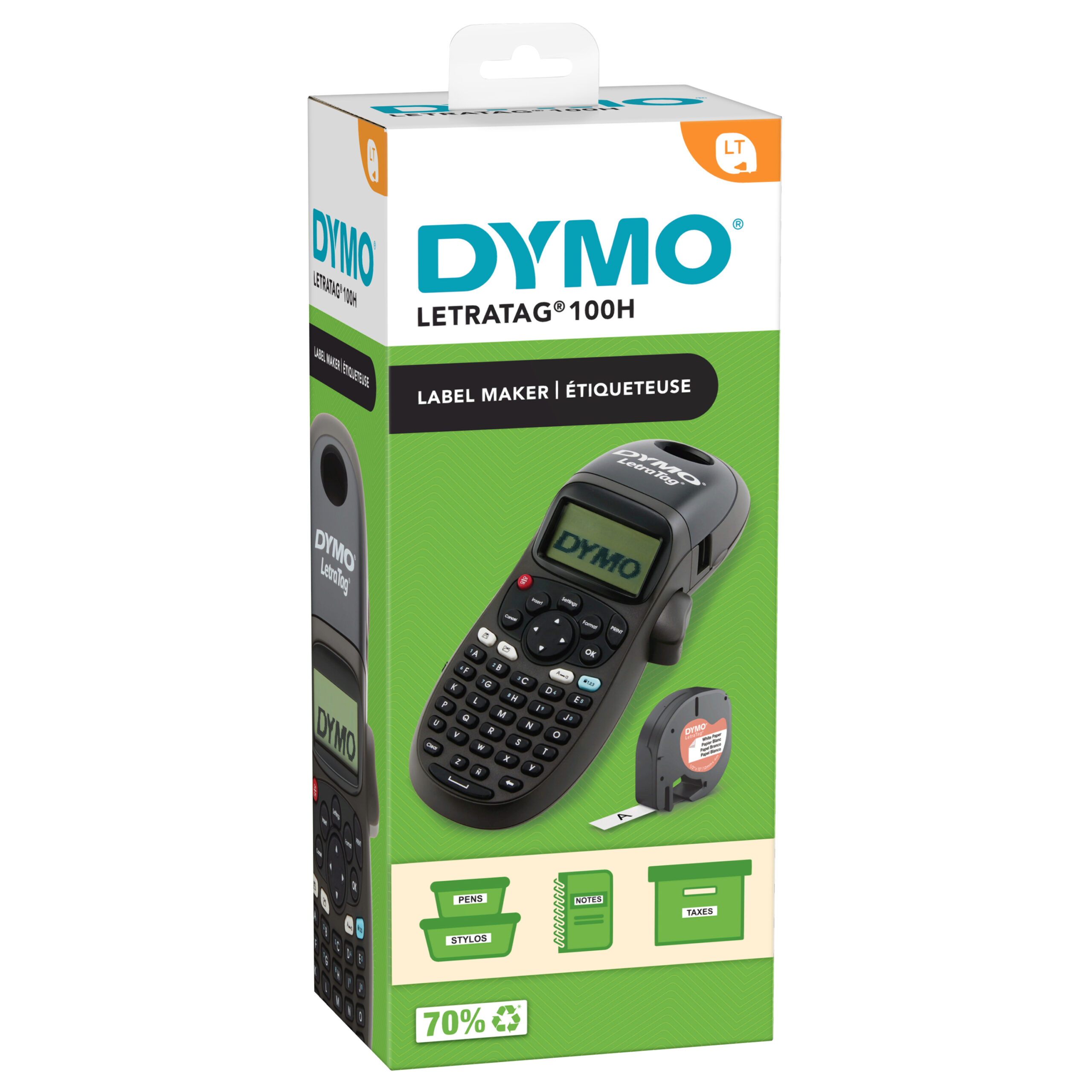 DYMO LetraTag LT-100H Labelprinter | Labelmaker met ABC-toetsenbord voor thuis en op kantoor | Zwart