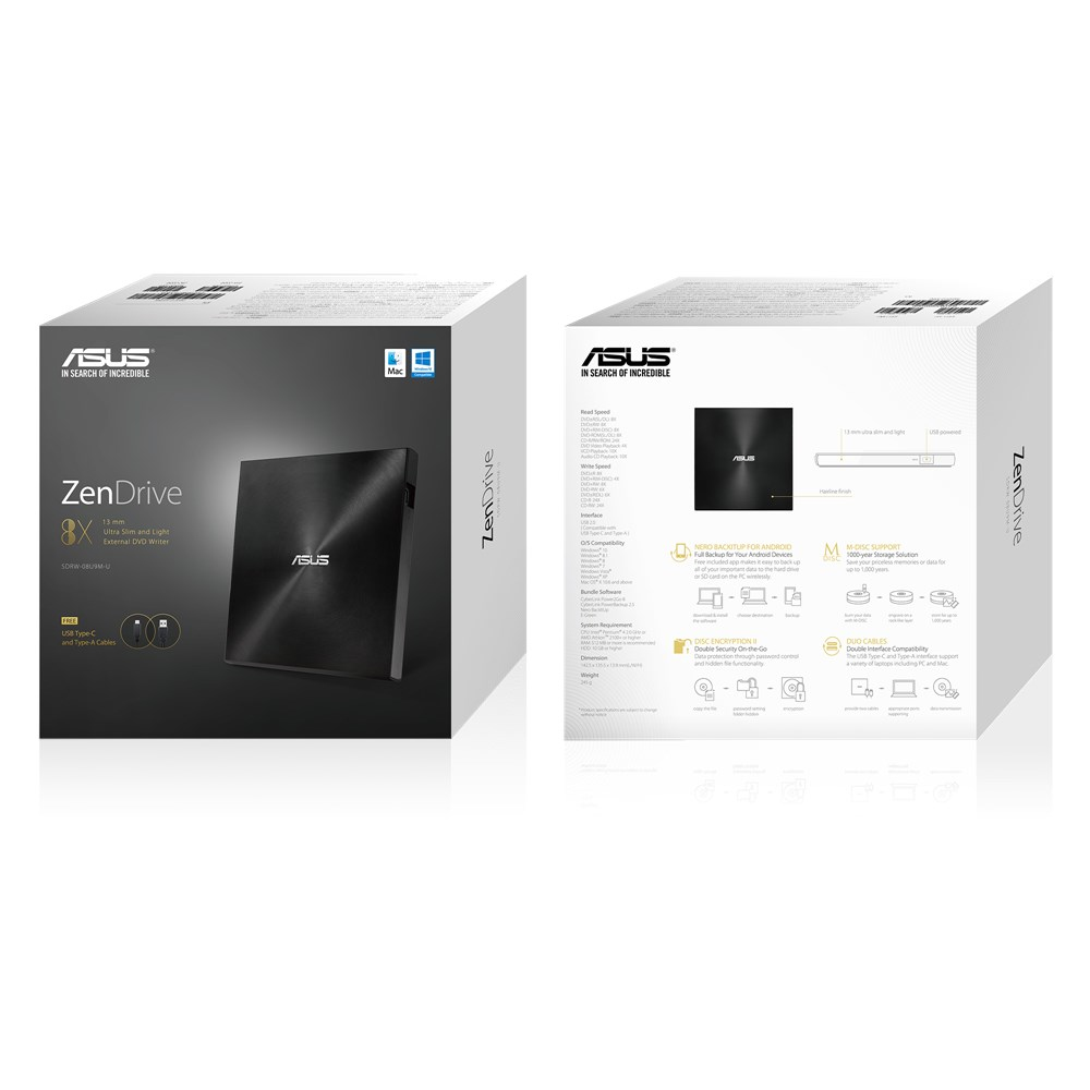 ASUS ZenDrive U9M optisch schijfstation DVD±RW Zwart - Afbeelding 6