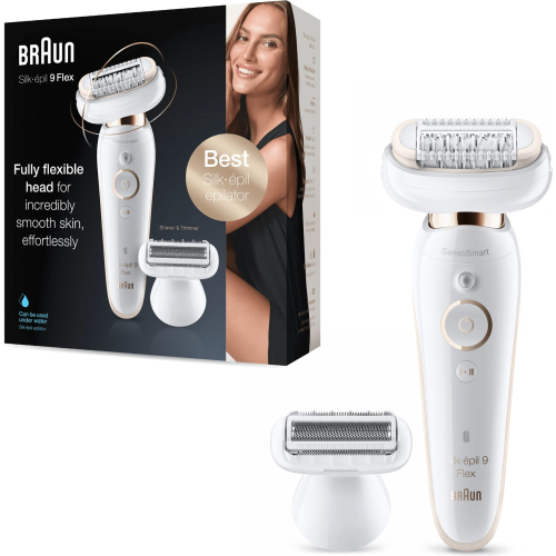 Braun Silk-épil 9 Flex 9-002 - Epilator Voor Vrouwen Met Flexibele Kop Voor Ontharen, Wit/Goud