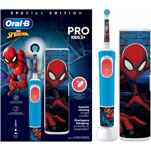 Oral-B Vitality Pro Kids Spiderman Kind Roterende-oscillerende tandenborstel Blauw, Rood