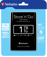 Verbatim Draagbare vaste Store 'n' Go-schijf met USB 3.0 van 1 TB Black