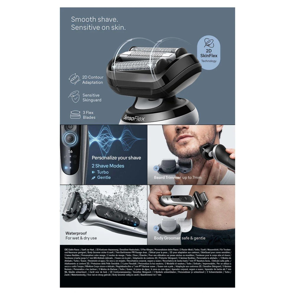 Braun Series 6 62-S7650cc Scheerapparaat met scheerblad Trimmer Zilver - Afbeelding 4