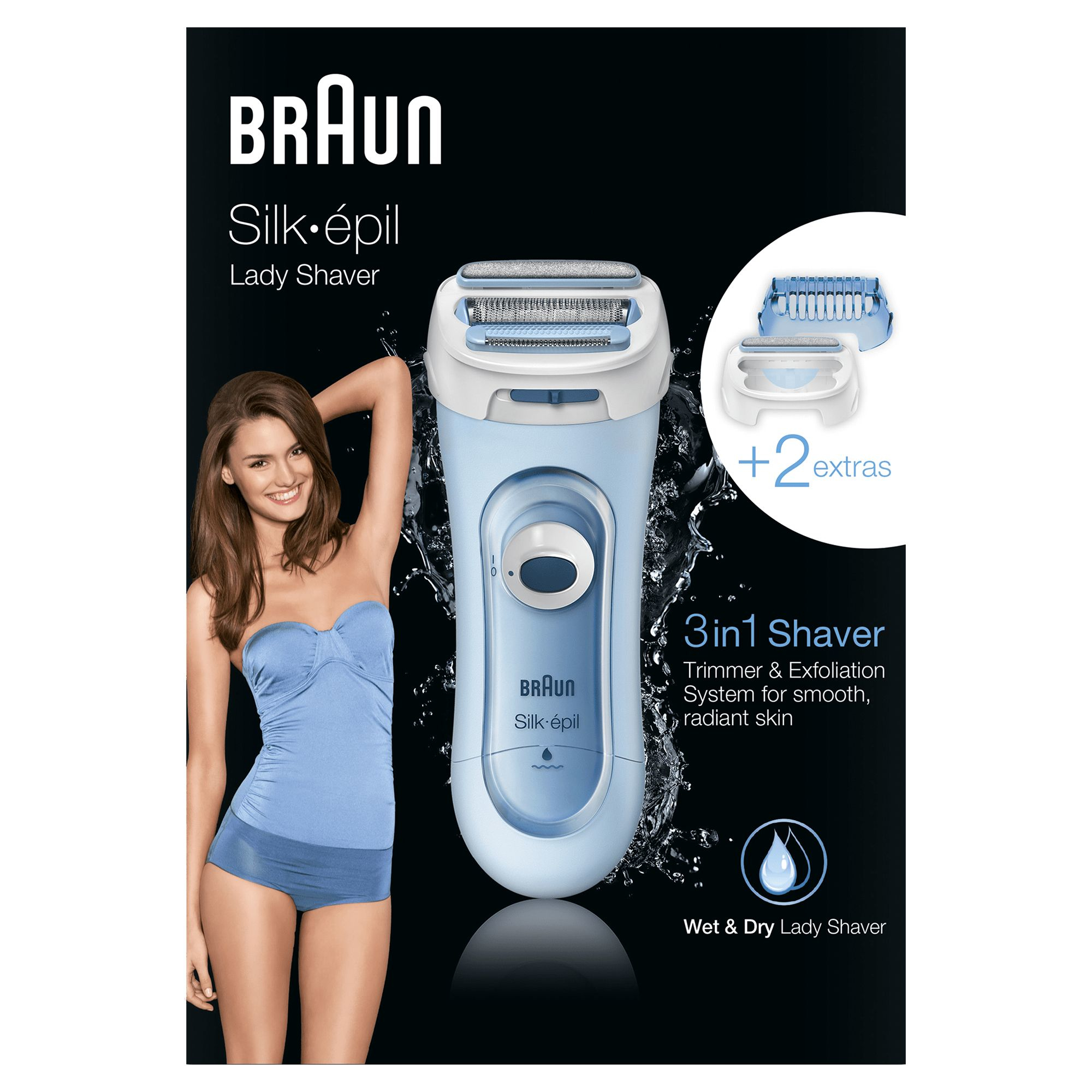 Braun Silk-épil Lady Shaver 5-160 Blauw - 3in1 Draadloos W&D Elek Scheerapparaat, Trimmer En Scrub - Afbeelding 4