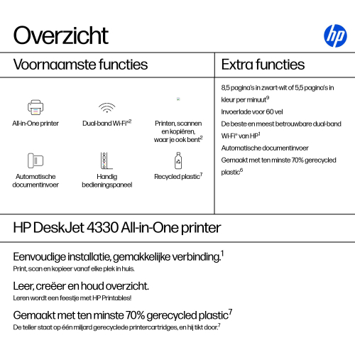 HP DeskJet 4330 Draadloos All-in-One Kleur Printer